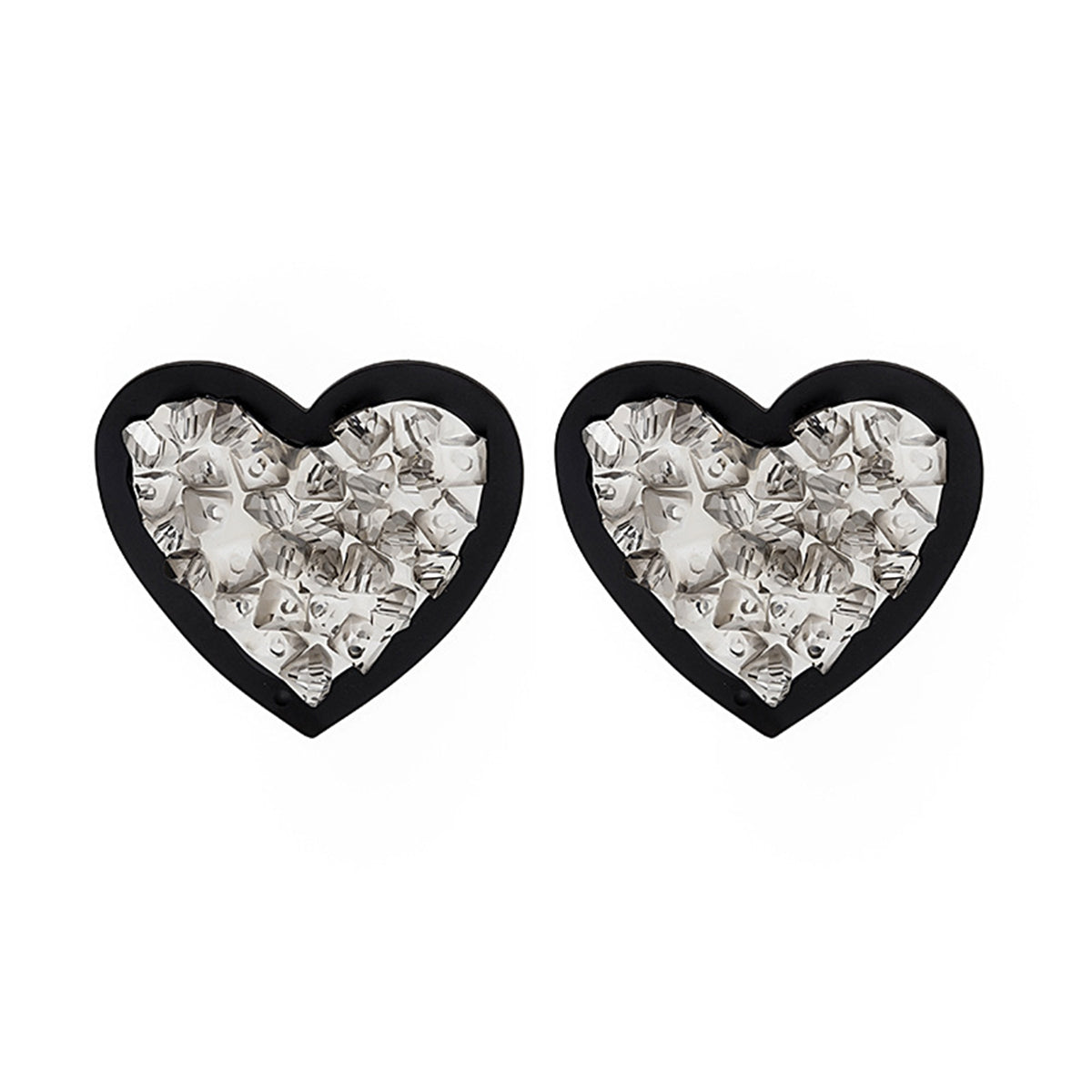 Cubic Zirconia & Enamel Heart Stud Earrings