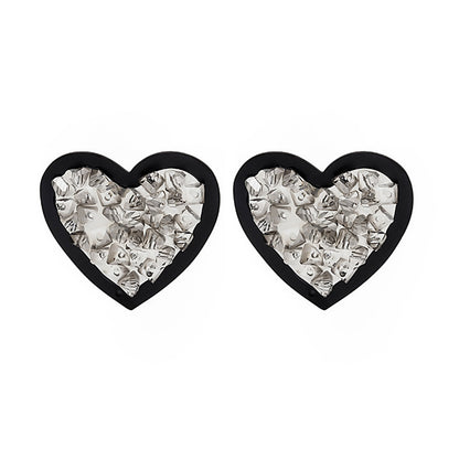 Cubic Zirconia and Enamel Heart Stud Earrings, stud earrings for women, everyday style, lifestyle look