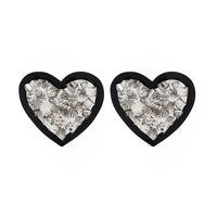 Cubic Zirconia & Enamel Heart Stud Earrings