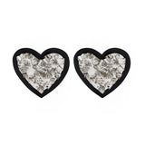 Cubic Zirconia & Enamel Heart Stud Earrings