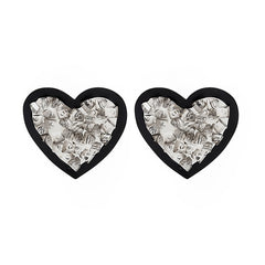Cubic Zirconia & Enamel Heart Stud Earrings