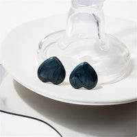 Blue Enamel & 18k Gold-Plated Upside-Down Heart Stud Earrings