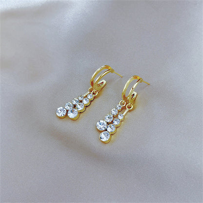Cubic Zirconia and 18K Gold-Plated Tassel Drop Earrings, gold drop earrings for women, everyday style, side view