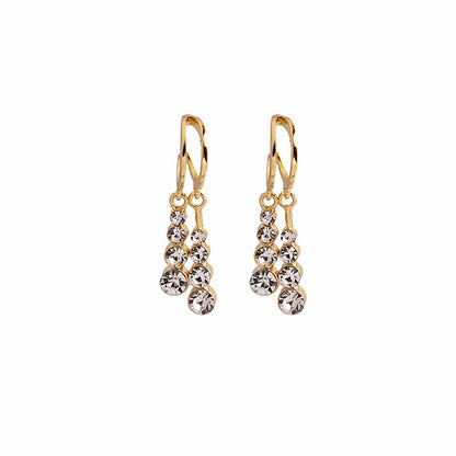 Cubic Zirconia and 18K Gold-Plated Tassel Drop Earrings, gold drop earrings for women, everyday style, lifestyle look