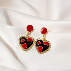 Red & Black Heart Drop Earrings