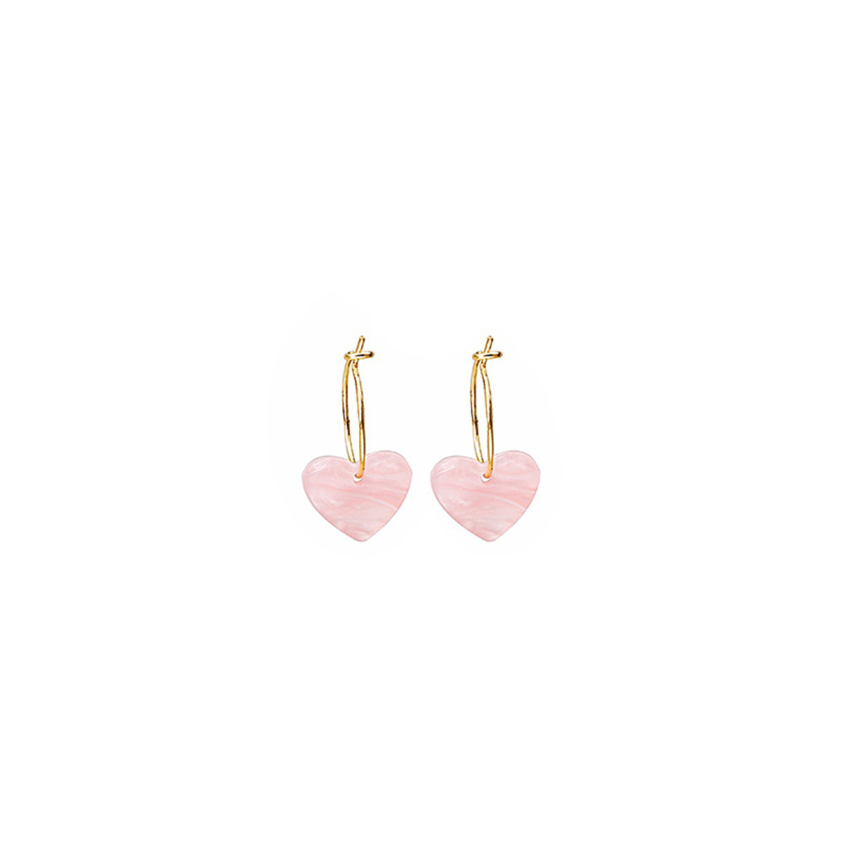 Pink Acrylic and 18K Gold-Plated Heart Huggie Earrings, gold huggie earrings, elegant gift for her, styled look