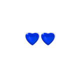 Blue Enamel & Silver-Plated Heart Stud Earrings