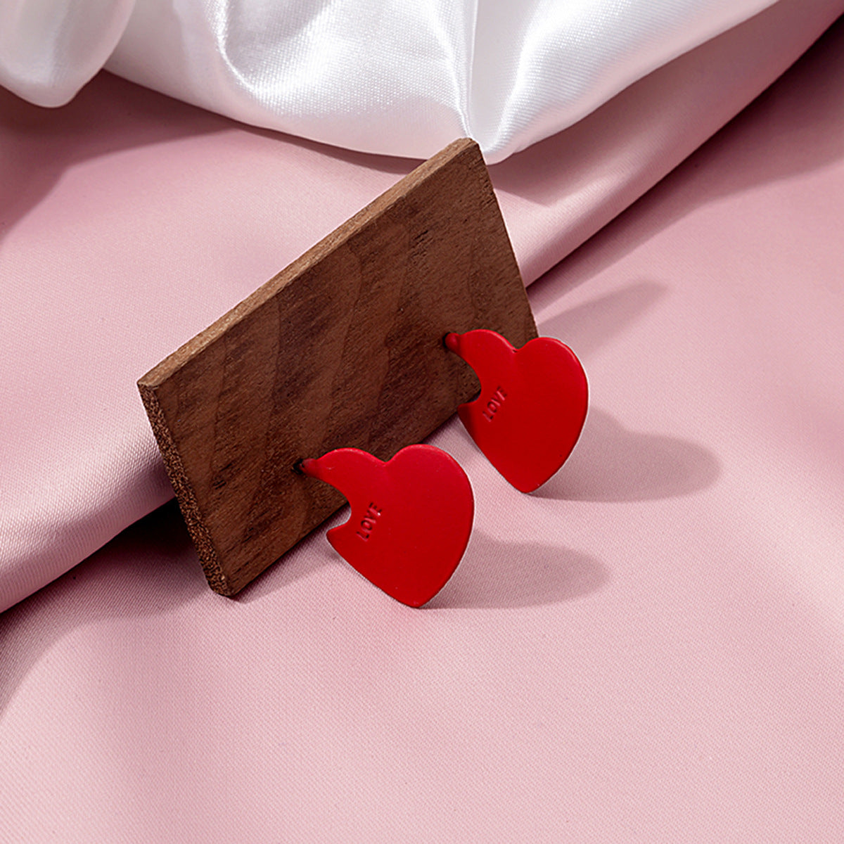 Red Enamel and Silver-Plated 'Love' Heart Huggie Earrings, silver huggie earrings, elegant gift for her, lifestyle look