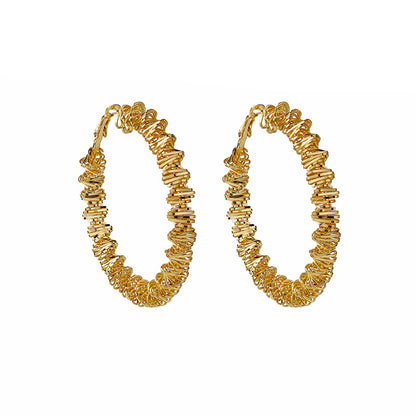 18K Gold-Plated Twist Hoop Earring, vintage-inspired design, front view