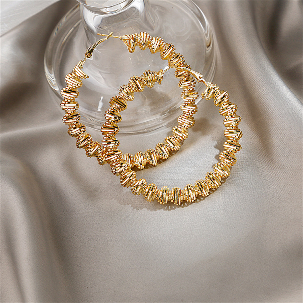 18K Gold-Plated Twist Hoop Earring, vintage-inspired design, lifestyle look