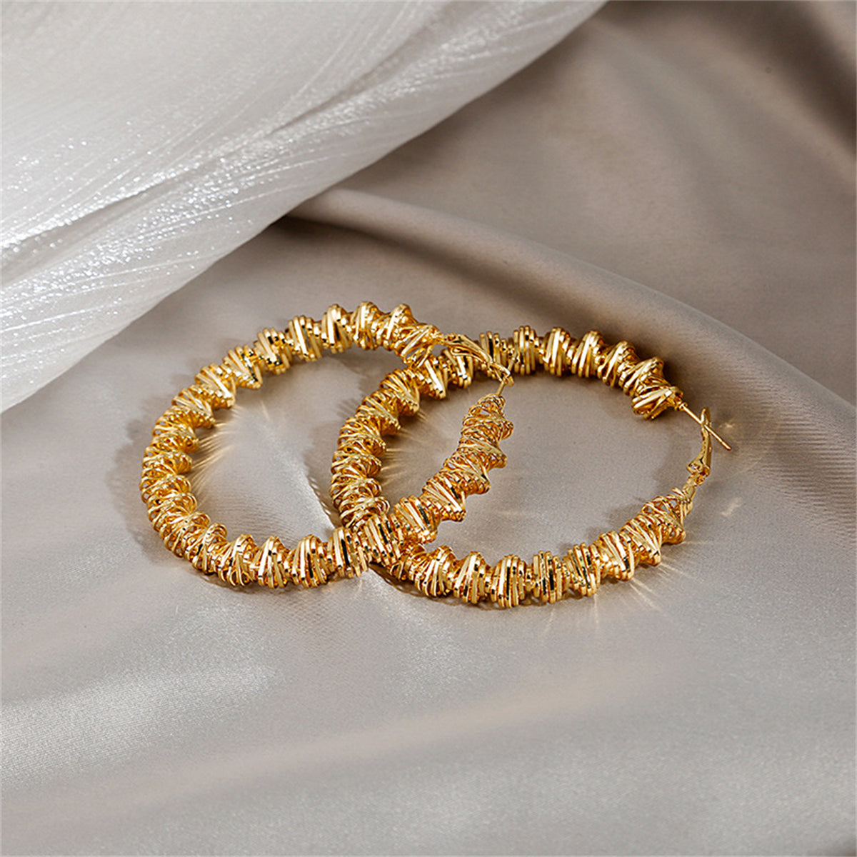 18K Gold-Plated Twist Hoop Earring, vintage-inspired design, side view