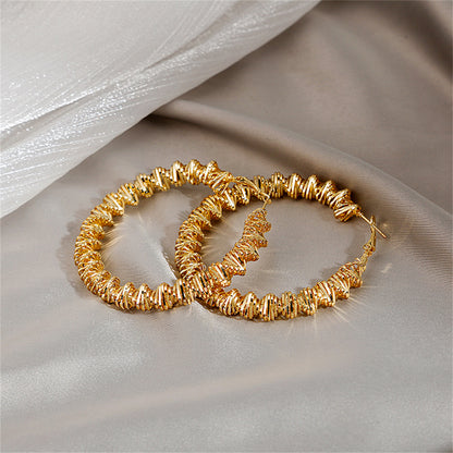 18K Gold-Plated Twist Hoop Earring, vintage-inspired design, side view