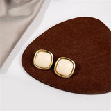 Cream Resin & 18k Gold-Plated Square Stud Earrings