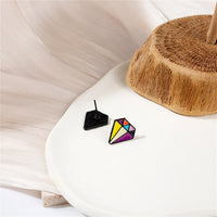 Yellow & Purple Multicolor Diamond-Shape Stud Earrings