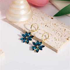 Blue Crystal & Cubic Zirconia Floral Huggie Earrings