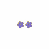 Purple Enamel & 18k Gold-Plated Flower Stud Earrings