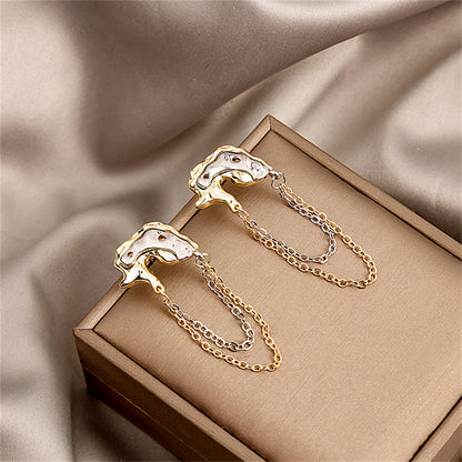 Two-Tone Abstract Hammered Chain Drop Earrings, drop earrings for women, elegant gift for her, front view