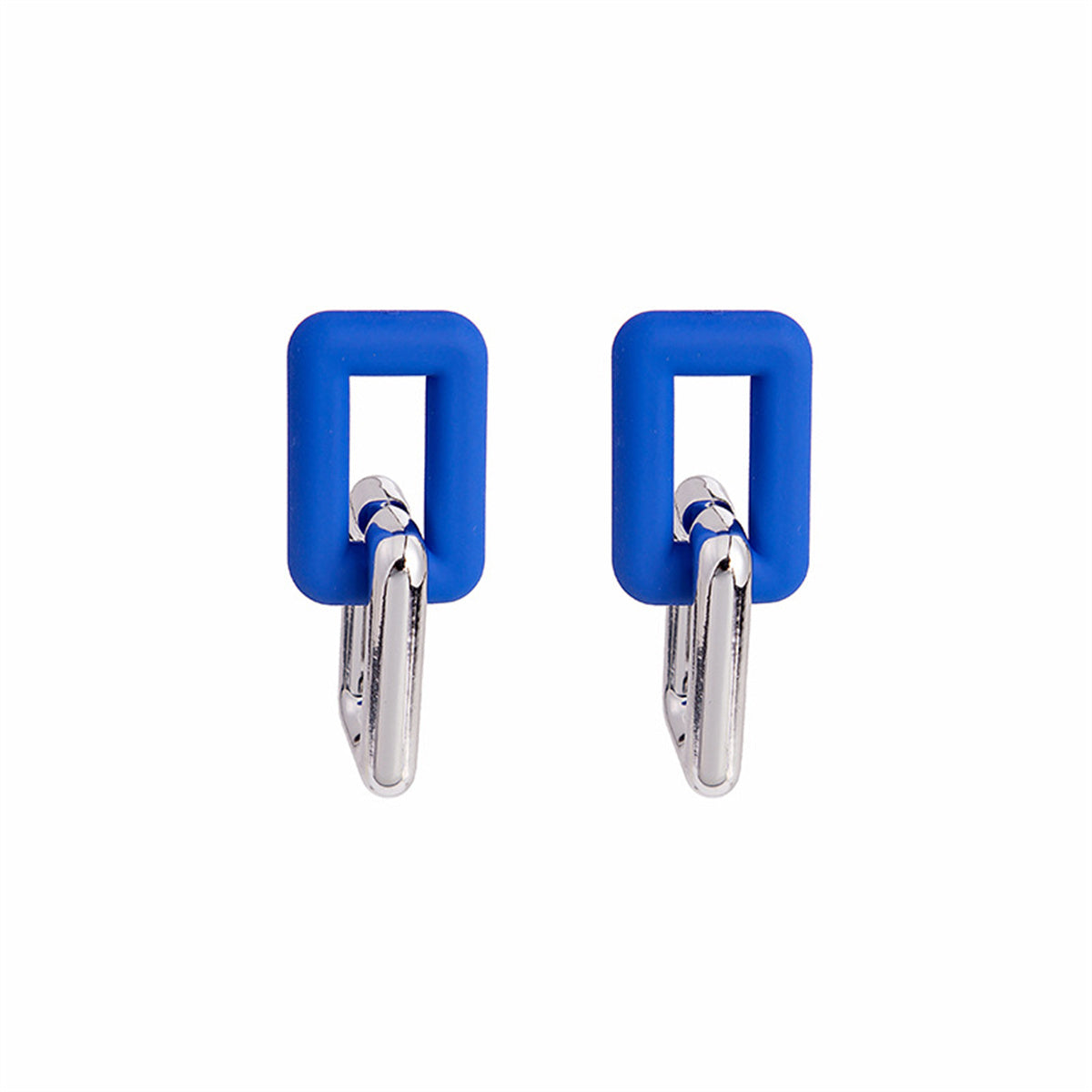 Blue Acrylic & Silver-Plated Chain Link Drop Earrings