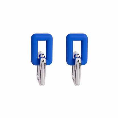 Blue Acrylic & Silver-Plated Chain Link Drop Earrings