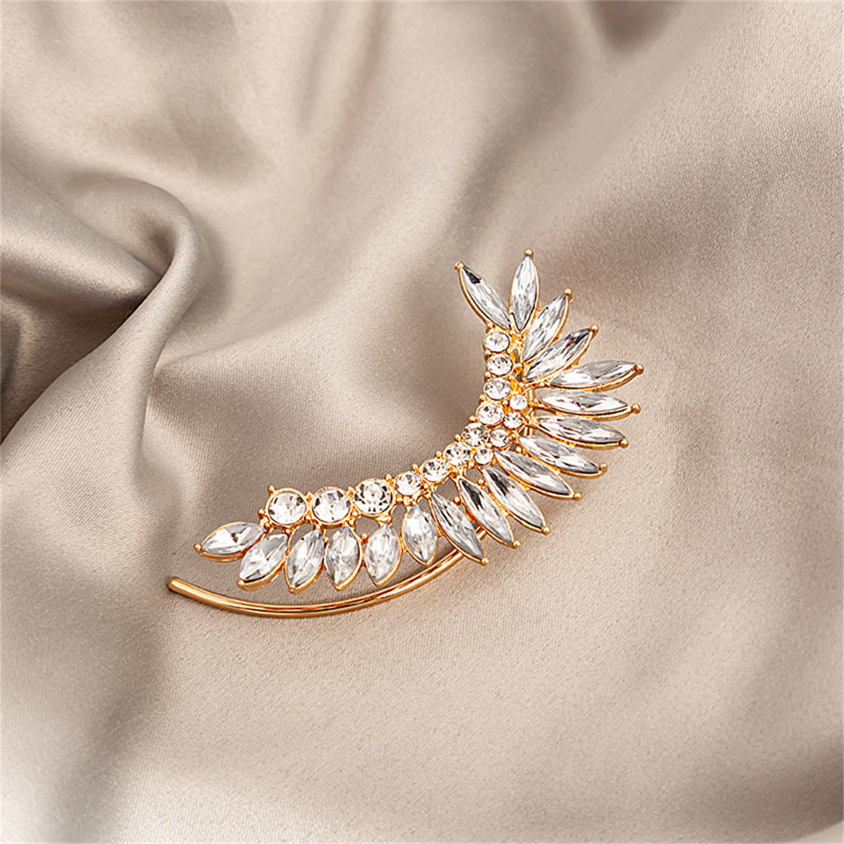 Cubic Zirconia and Crystal Marquise-Cut Ear Climber, stud earrings for women, elegant gift for her, side view