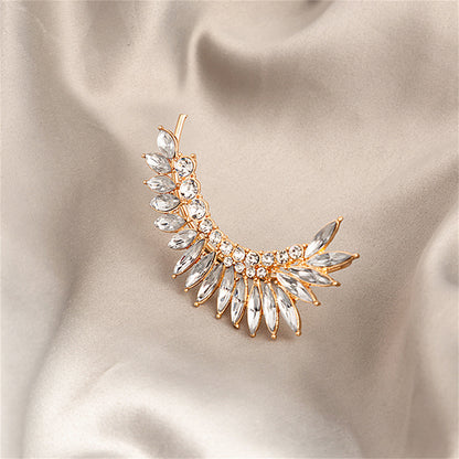 Cubic Zirconia and Crystal Marquise-Cut Ear Climber, stud earrings for women, elegant gift for her, detail close-up