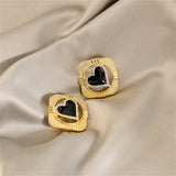 Cubic Zirconia & 18k Gold-Plated Heart Rhombus Stud Earrings