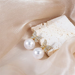 Pearl & Cubic Zirconia Pavé Butterfly Ear Jackets