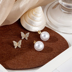 Pearl & Cubic Zirconia Pavé Butterfly Ear Jackets