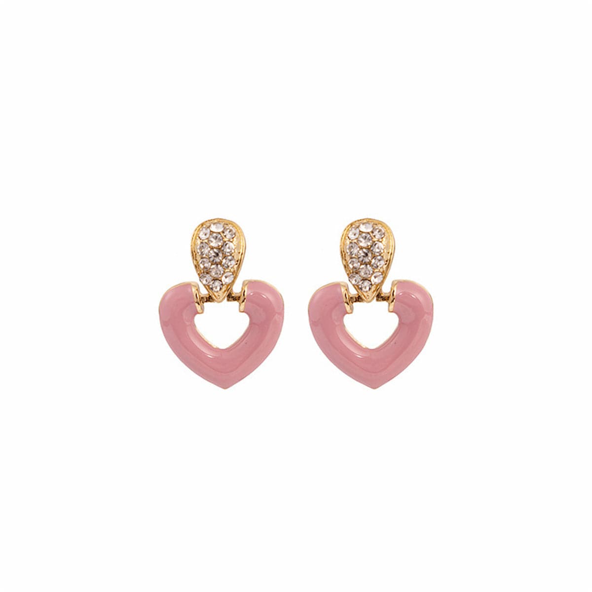 Cubic Zirconia & Enamel 18K Gold-Plated Drop Heart Drop Earrings