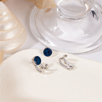 Silver-Plated and Blue Hook Ear Jackets, silver stud earrings for women, botanical inspired, side view