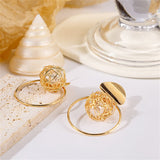 Pearl & 18k Gold-Plated Net Circle Drop Earrings