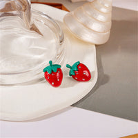 Red & Green Strawberry Stud Earrings