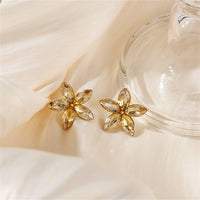 Crystal & 18k Gold-Plated Flower Stud Earrings