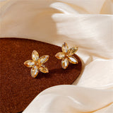 Crystal & 18k Gold-Plated Flower Stud Earrings