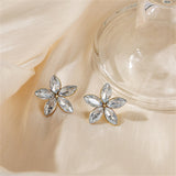 Crystal & 18k Gold-Plated Flower Stud Earrings