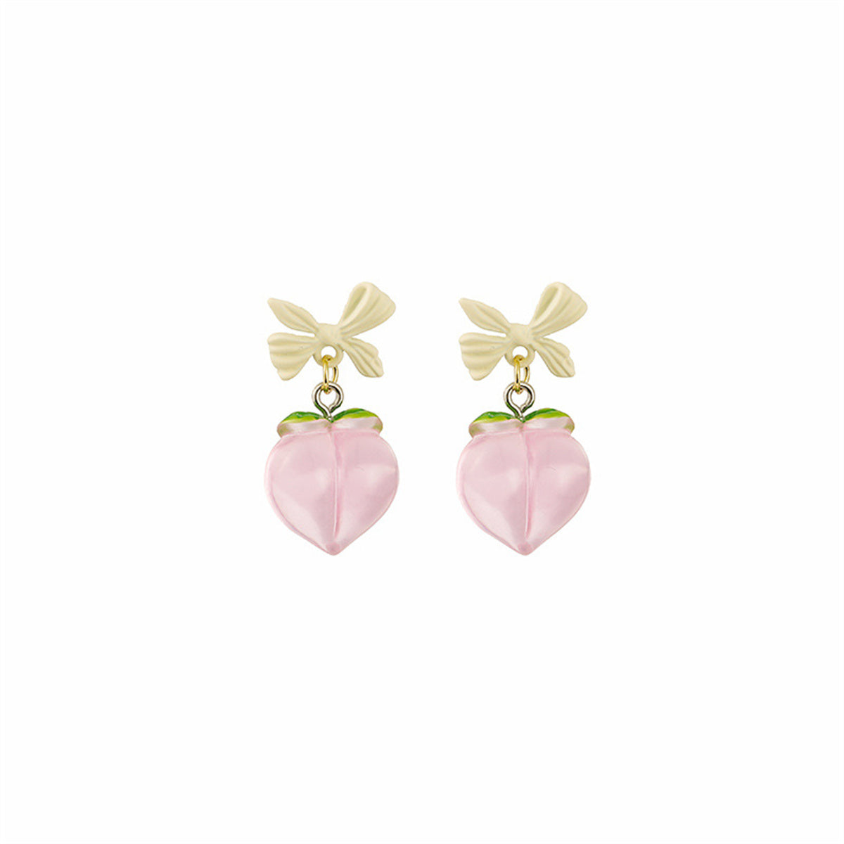 Pink Resin & 18K Gold-Plated Bow Peach Drop Earrings