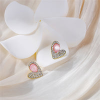 Quartz & Cubic Zirconia 18k Gold-Plated Heart Stud Earrings
