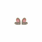 Quartz & Cubic Zirconia 18k Gold-Plated Heart Stud Earrings