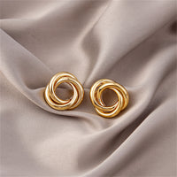 18k Gold-Plated Interlocked Circle Stud Earrings