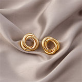 18k Gold-Plated Interlocked Circle Stud Earrings