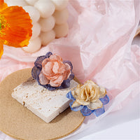Pink & Silver-Plated Flower Stud Earrings
