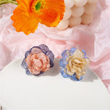 Pink & Silver-Plated Flower Stud Earrings