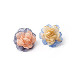 Pink & Silver-Plated Flower Stud Earrings