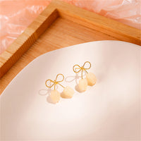 Quartz & 18k Gold-Plated Tulip Blossom Bow Stud Earrings