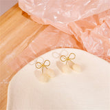 Quartz & 18k Gold-Plated Tulip Blossom Bow Stud Earrings
