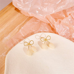 Quartz & 18K Gold-Plated Tulip Blossom Bow Stud Earrings