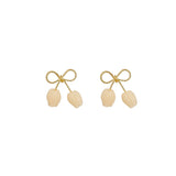 Quartz & 18k Gold-Plated Tulip Blossom Bow Stud Earrings