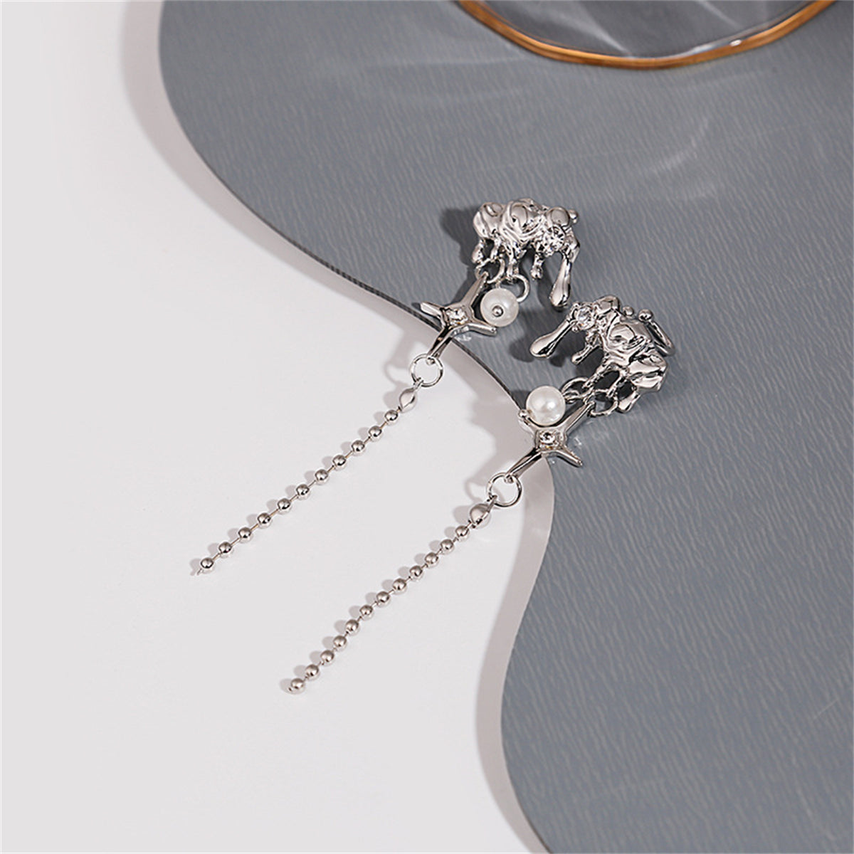 Pearl and Cubic Zirconia Silver-Plated Star Tassel Ear Cuff, silver drop earrings for women, everyday style, lifestyle look