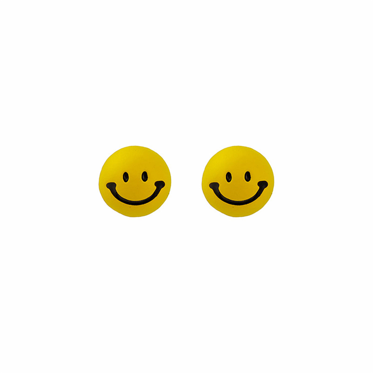 Yellow Enamel and Silver-Plated Smiley Stud Earrings, silver stud earrings for women, botanical inspired, side view