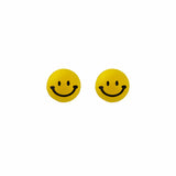 Yellow Enamel & Silver-Plated Smiley Stud Earrings